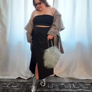 ELOQUII black satin draped skirt sz 14 14P